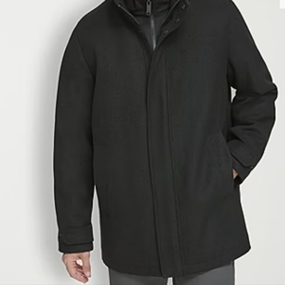 NEW! DOCKERS Men's Black Wool Blend Washable Classic Style Coat Jacket Medium.
